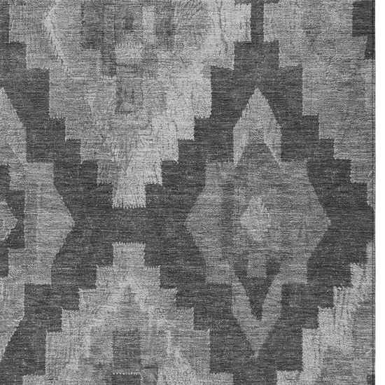 Gray And Charcoal Aztec Washable Indoor Outdoor Area Rug Photo 4