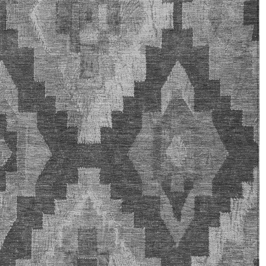 Gray And Charcoal Aztec Washable Indoor Outdoor Area Rug Photo 4