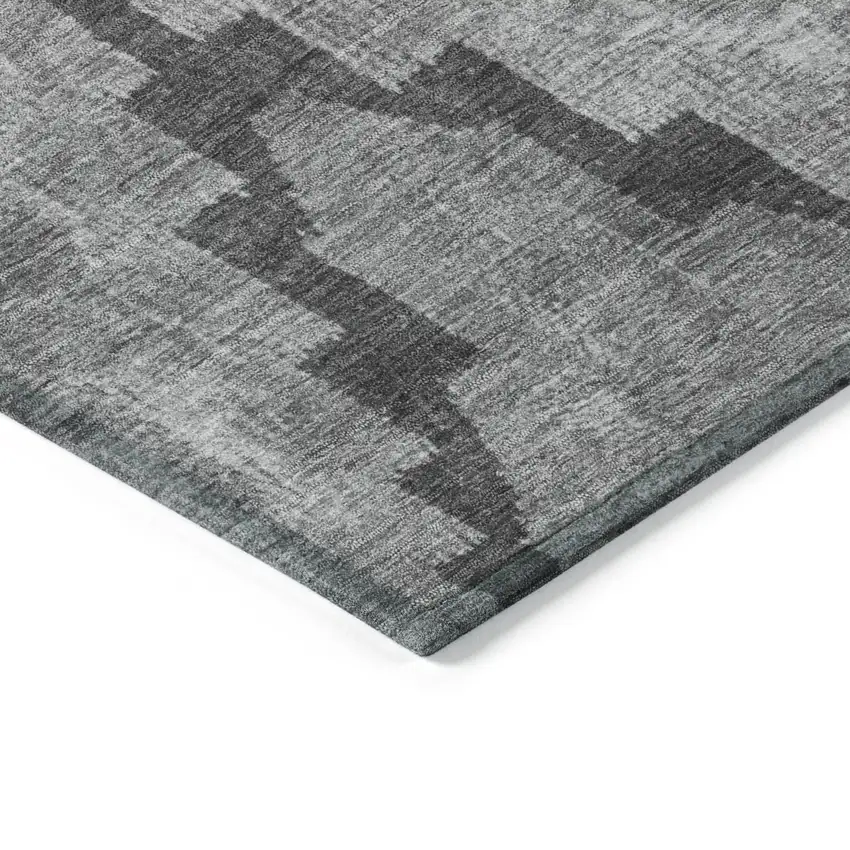 Gray And Charcoal Aztec Washable Indoor Outdoor Area Rug Photo 7