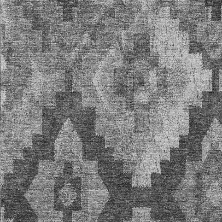 Gray And Charcoal Aztec Washable Indoor Outdoor Area Rug Photo 9