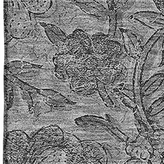 Gray And Charcoal Floral Washable Area Rug With UV Protection Photo 3