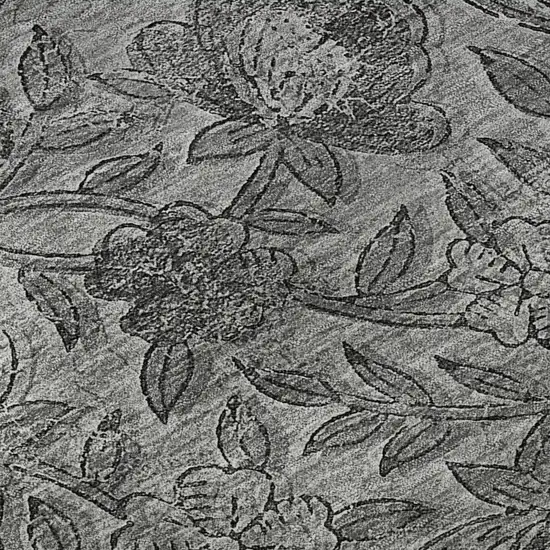 Gray And Charcoal Floral Washable Area Rug With UV Protection Photo 8