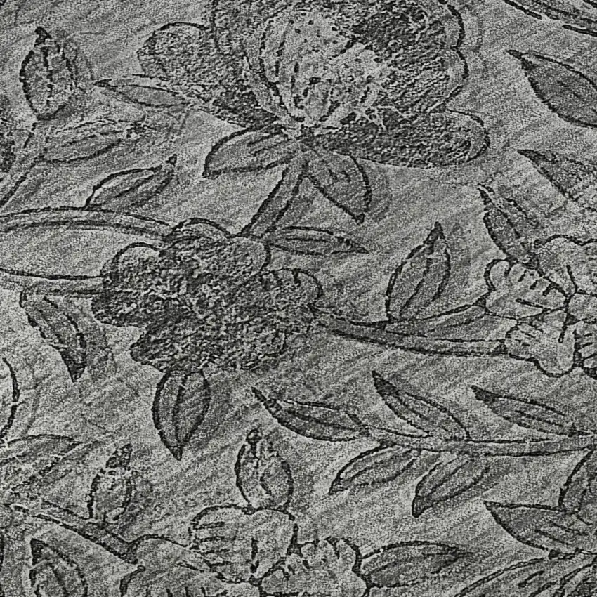 Gray And Charcoal Floral Washable Area Rug With UV Protection Photo 8