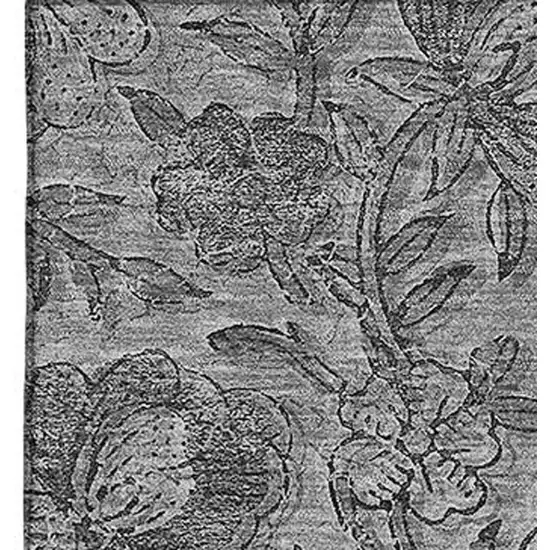 Gray And Charcoal Floral Washable Area Rug With UV Protection Photo 4