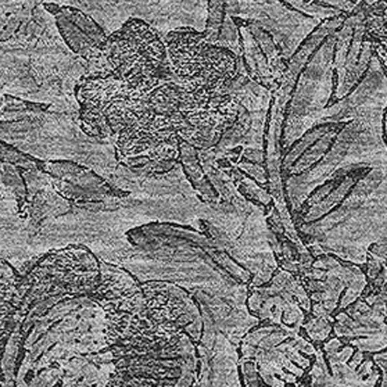 Gray And Charcoal Floral Washable Area Rug With UV Protection Photo 3