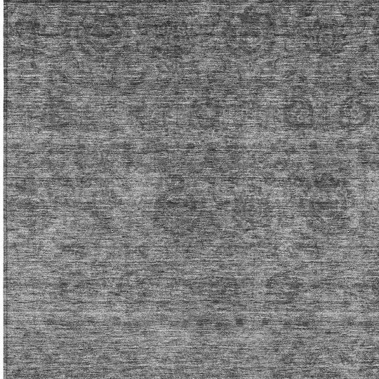 Gray And Charcoal Floral Washable Indoor Outdoor Area Rug Photo 6