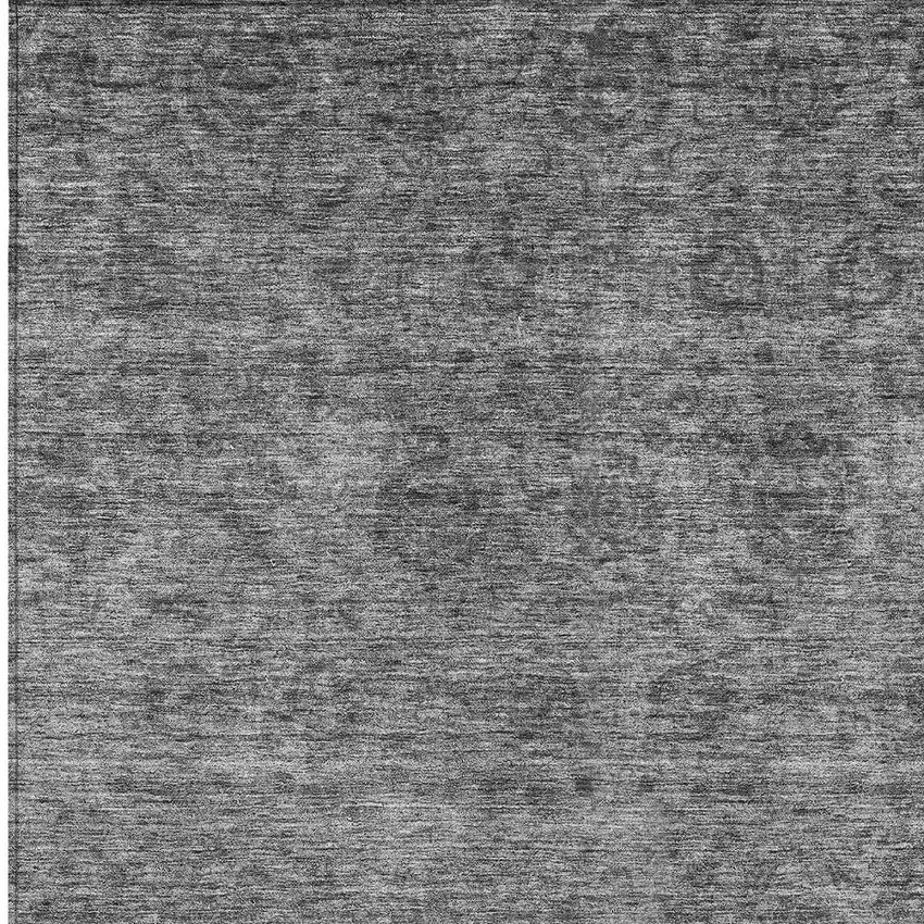 Gray And Charcoal Floral Washable Indoor Outdoor Area Rug Photo 6