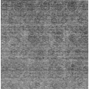 Photo of Gray And Charcoal Floral Washable Indoor Outdoor Area Rug