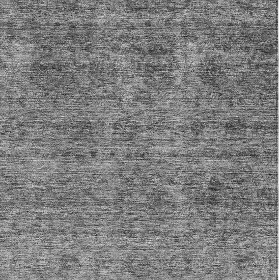 Gray And Charcoal Floral Washable Indoor Outdoor Area Rug Photo 6