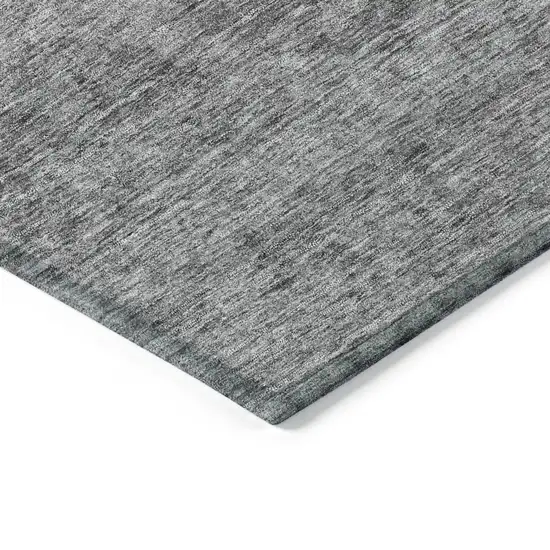 Gray And Charcoal Floral Washable Indoor Outdoor Area Rug Photo 5