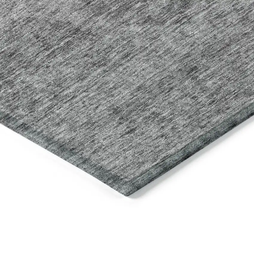 Gray And Charcoal Floral Washable Indoor Outdoor Area Rug Photo 5