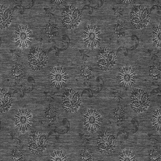 Gray And Charcoal Floral Washable Indoor Outdoor Area Rug Photo 6