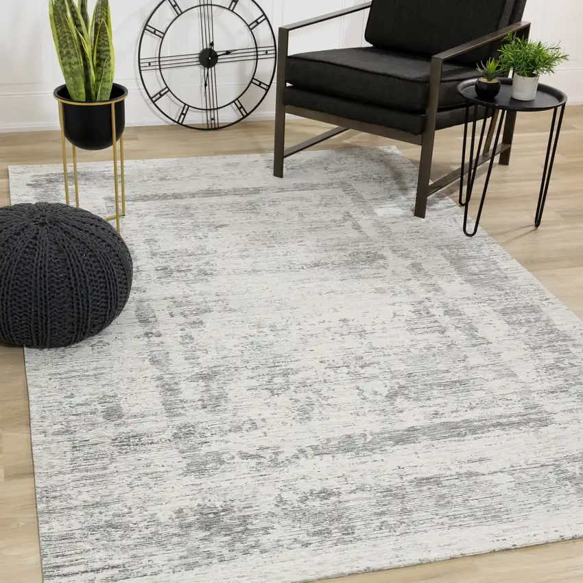 Gray And Charcoal Geometric Area Rug Photo 4