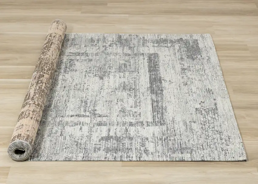 Gray And Charcoal Geometric Area Rug Photo 9