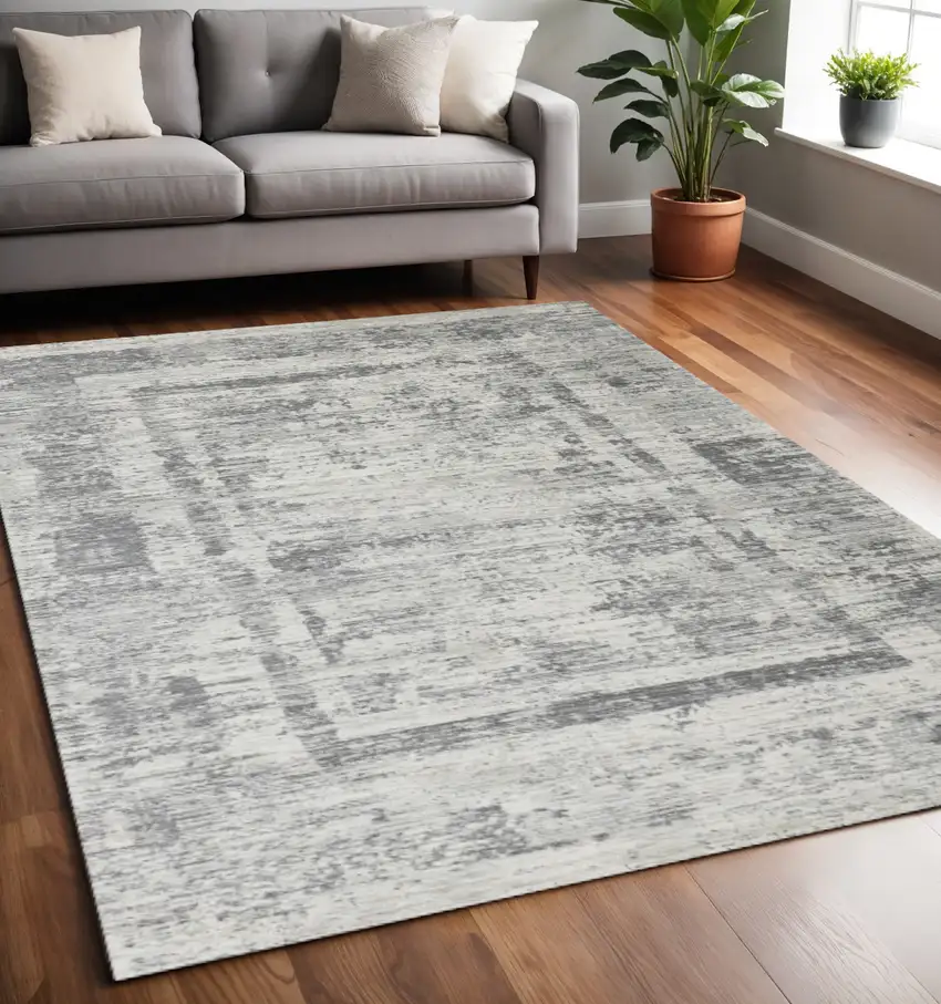 Gray And Charcoal Geometric Area Rug Photo 1