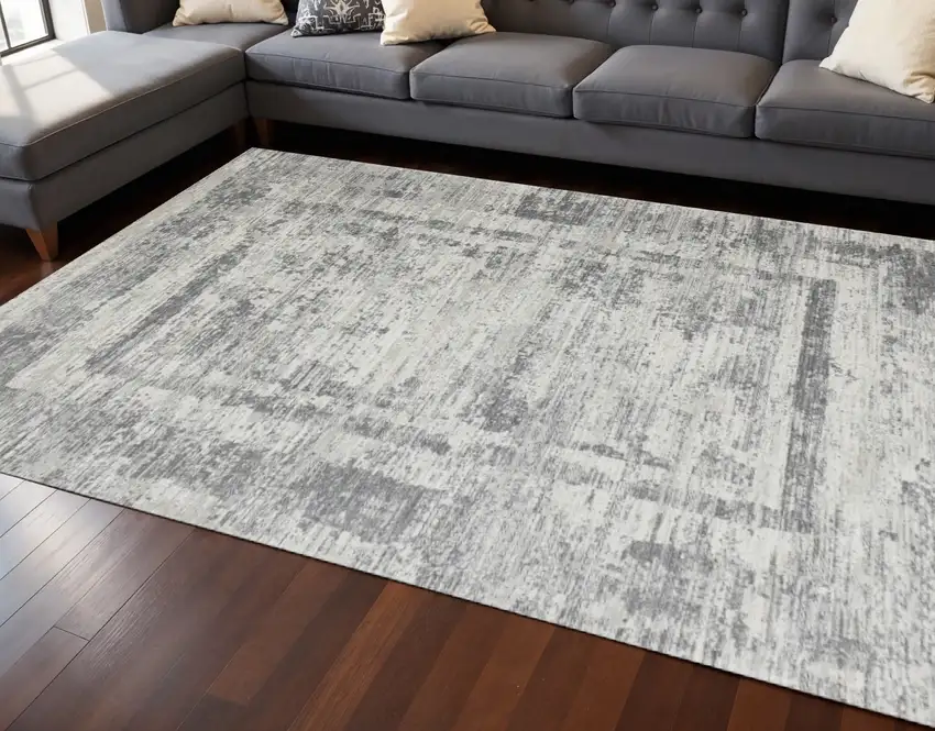 Gray And Charcoal Geometric Area Rug Photo 1