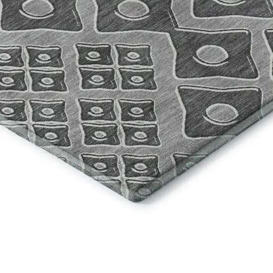 Gray And Charcoal Geometric Washable Area Rug With UV Protection Photo 9