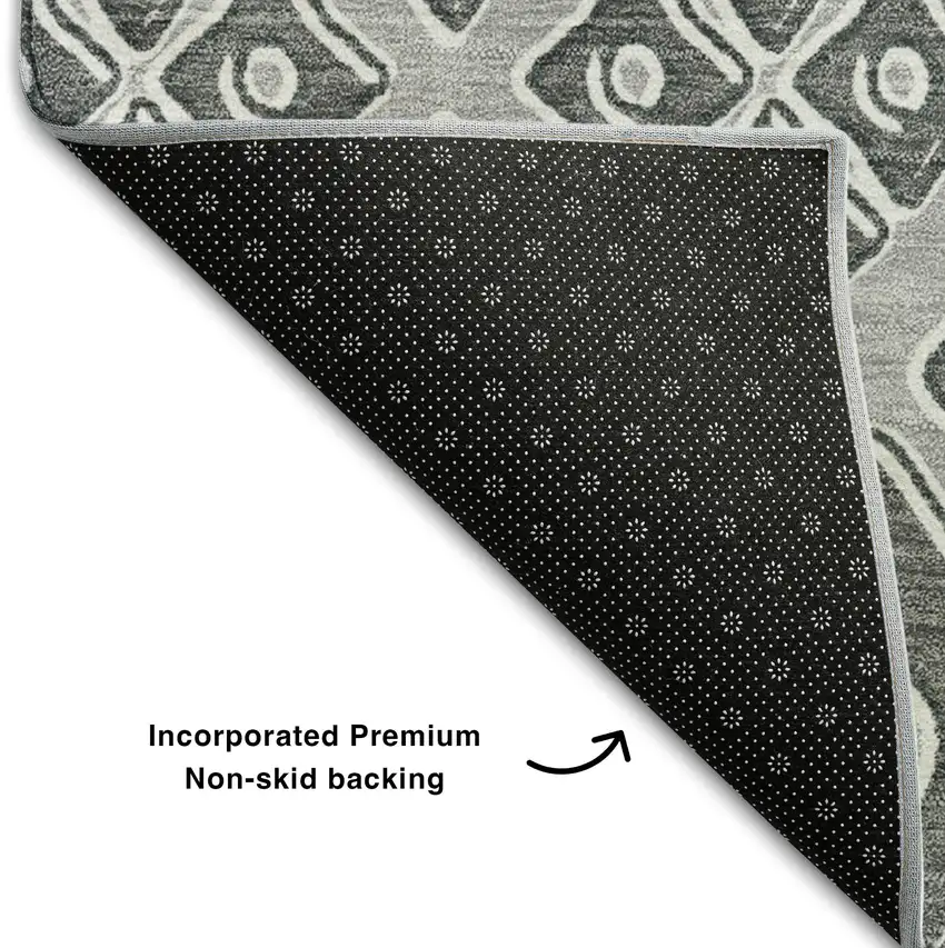 Gray And Charcoal Geometric Washable Area Rug With UV Protection Photo 7
