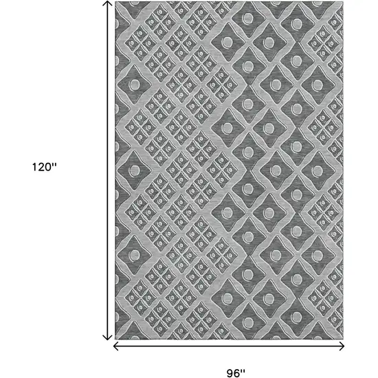 Gray And Charcoal Geometric Washable Area Rug With UV Protection Photo 3