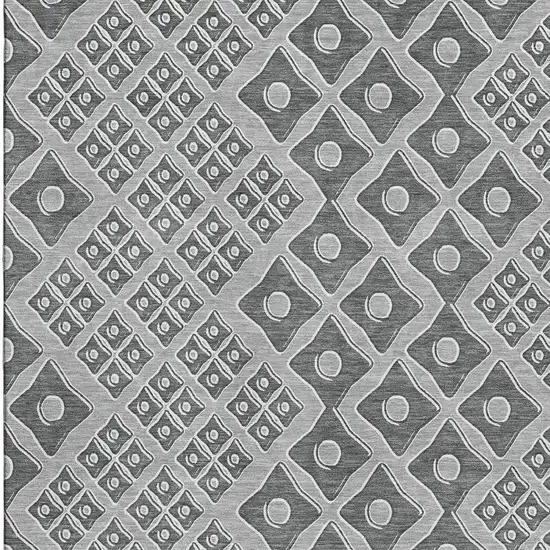 Gray And Charcoal Geometric Washable Area Rug With UV Protection Photo 5