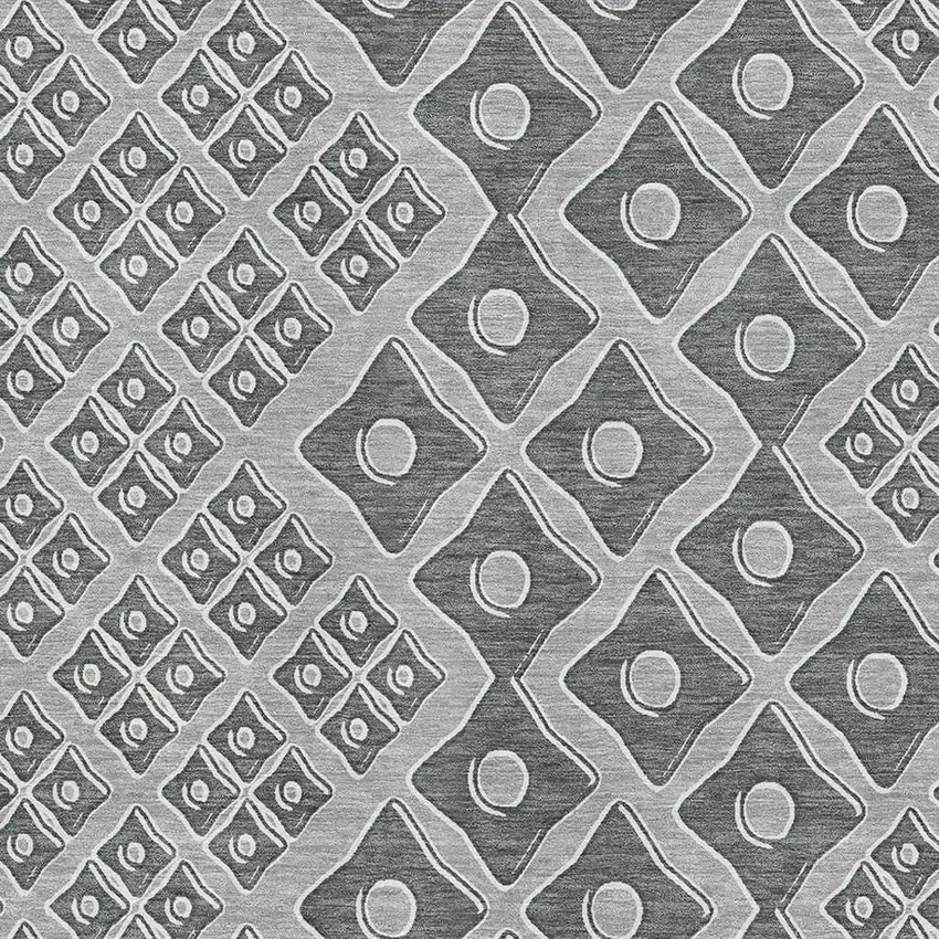 Gray And Charcoal Geometric Washable Area Rug With UV Protection Photo 4