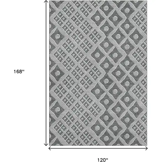 Gray And Charcoal Geometric Washable Area Rug With UV Protection Photo 3