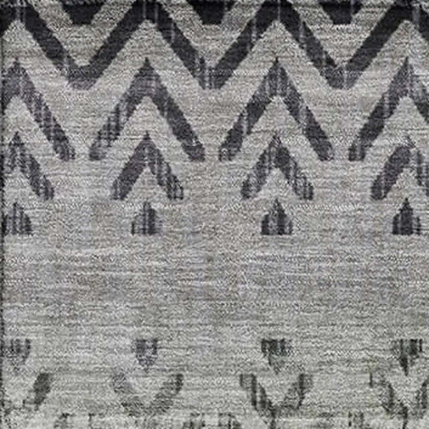 Gray And Charcoal Geometric Washable Area Rug With UV Protection Photo 3