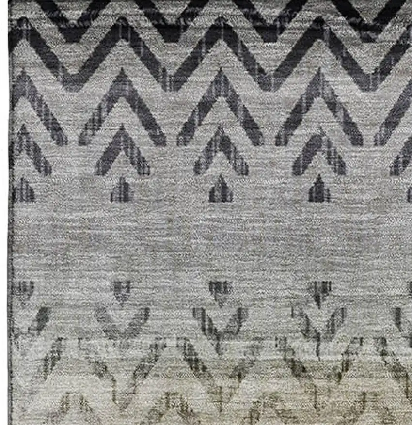 Gray And Charcoal Geometric Washable Area Rug With UV Protection Photo 4