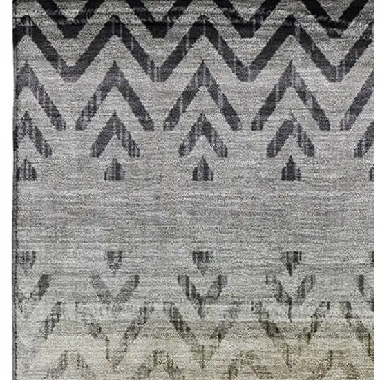 Gray And Charcoal Geometric Washable Area Rug With UV Protection Photo 4