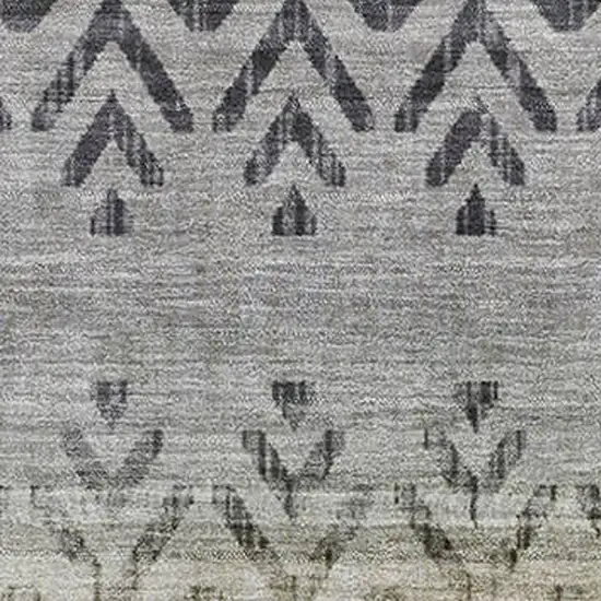 Gray And Charcoal Geometric Washable Area Rug With UV Protection Photo 3