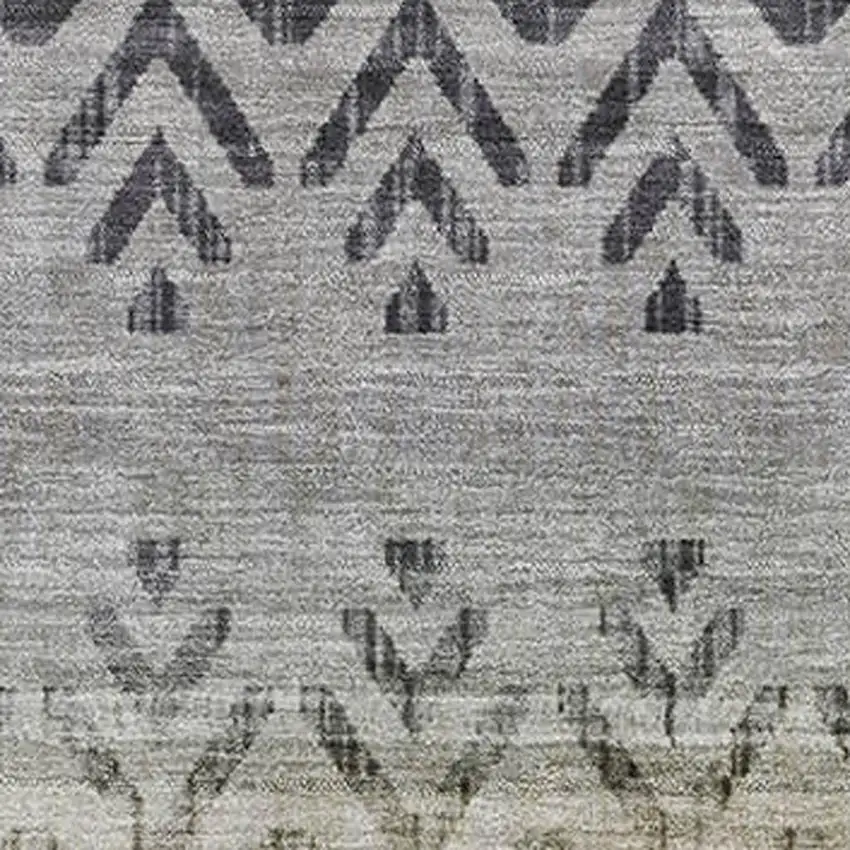 Gray And Charcoal Geometric Washable Area Rug With UV Protection Photo 3