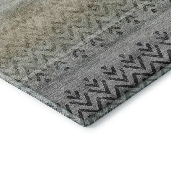 Gray And Charcoal Geometric Washable Area Rug With UV Protection Photo 7