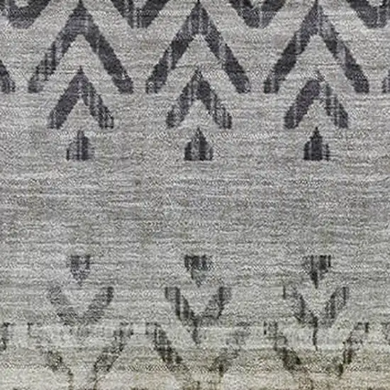 Gray And Charcoal Geometric Washable Area Rug With UV Protection Photo 3