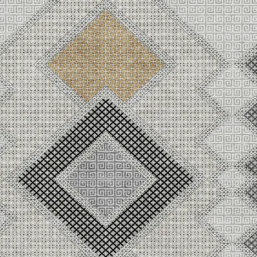 Gray And Charcoal Geometric Washable Area Rug With UV Protection Photo 3