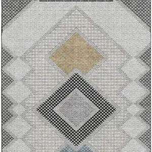 Photo of Gray And Charcoal Geometric Washable Area Rug With UV Protection