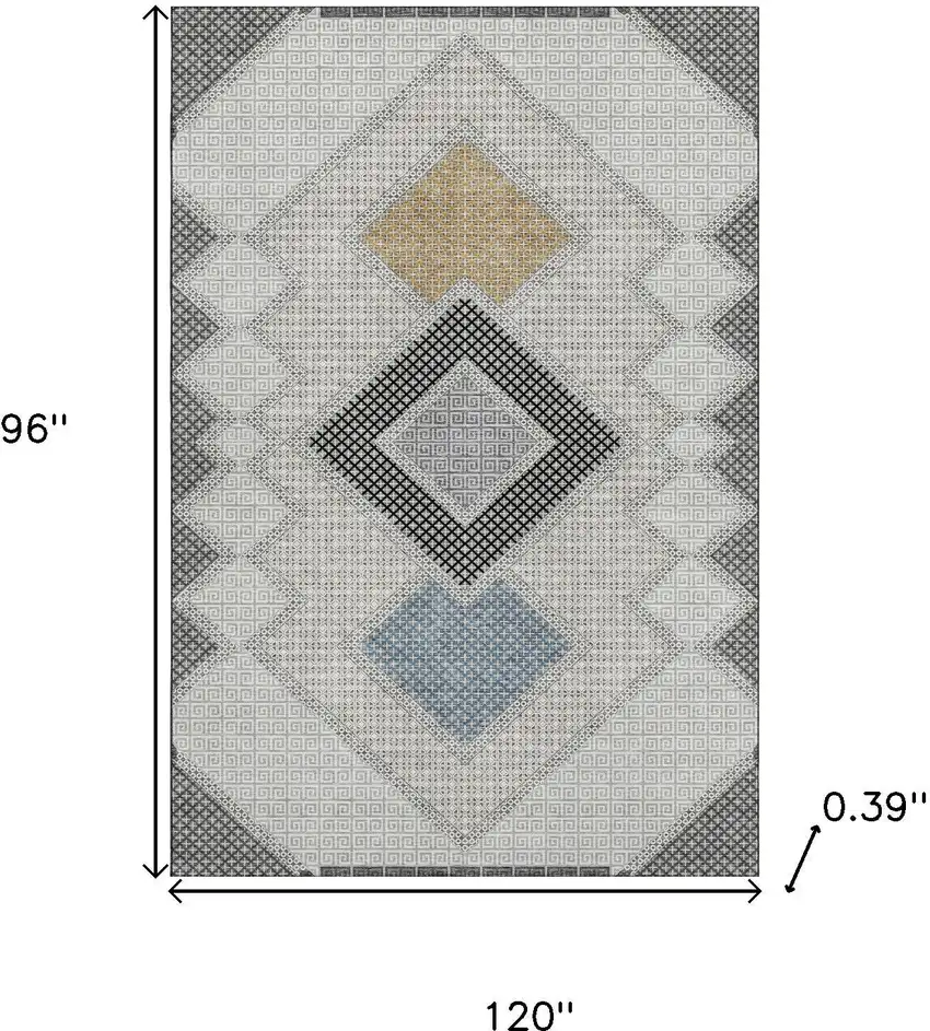 Gray And Charcoal Geometric Washable Area Rug With UV Protection Photo 9