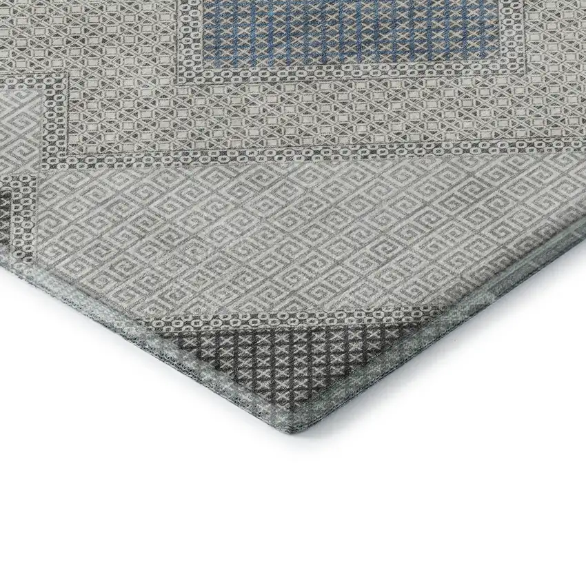 Gray And Charcoal Geometric Washable Area Rug With UV Protection Photo 7