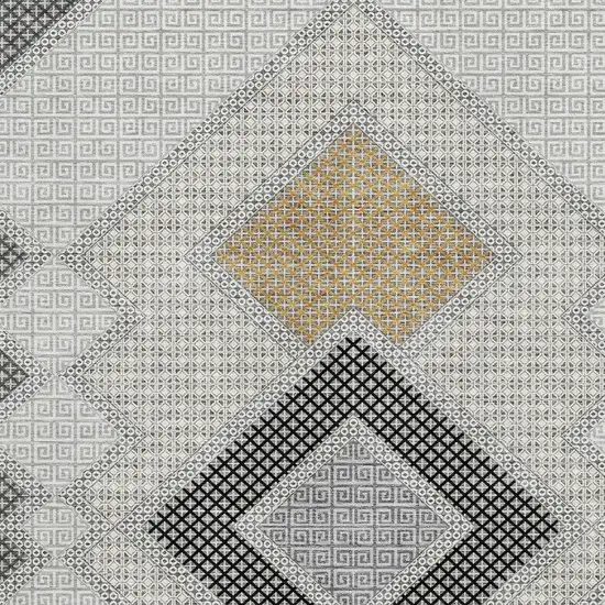 Gray And Charcoal Geometric Washable Area Rug With UV Protection Photo 3