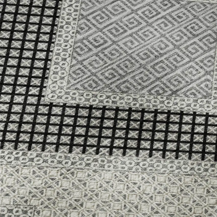 Gray And Charcoal Geometric Washable Area Rug With UV Protection Photo 8