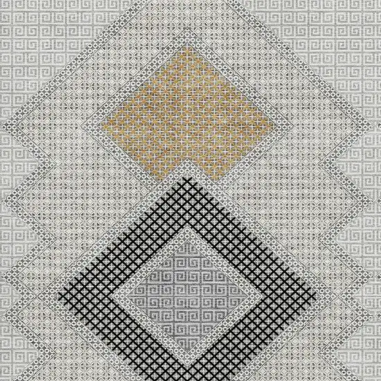 Gray And Charcoal Geometric Washable Area Rug With UV Protection Photo 3