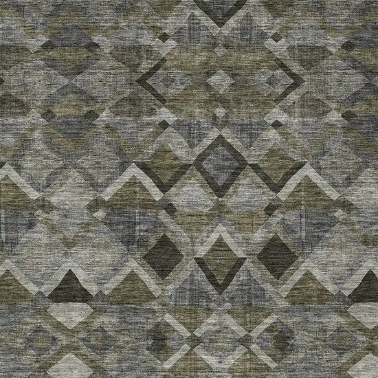Gray And Charcoal Geometric Washable Indoor Outdoor Area Rug Photo 5