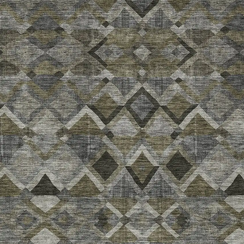 Gray And Charcoal Geometric Washable Indoor Outdoor Area Rug Photo 5