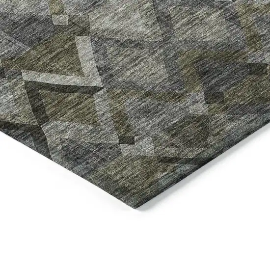 Gray And Charcoal Geometric Washable Indoor Outdoor Area Rug Photo 4