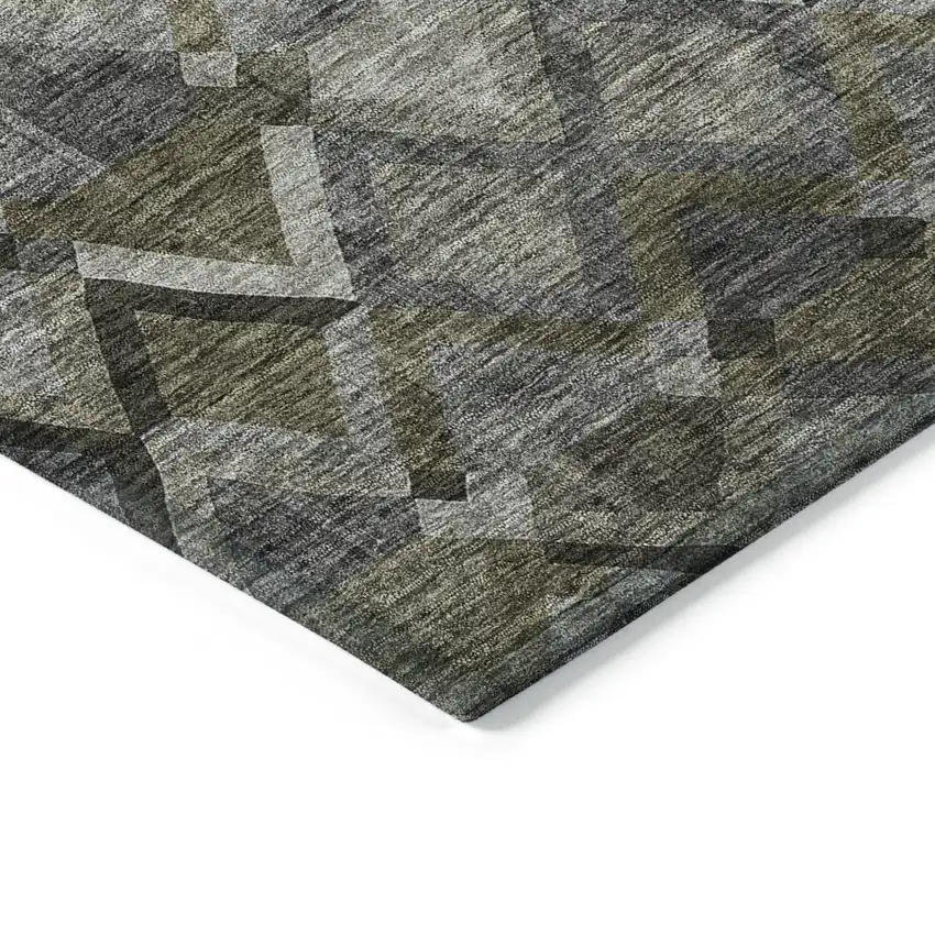 Gray And Charcoal Geometric Washable Indoor Outdoor Area Rug Photo 4