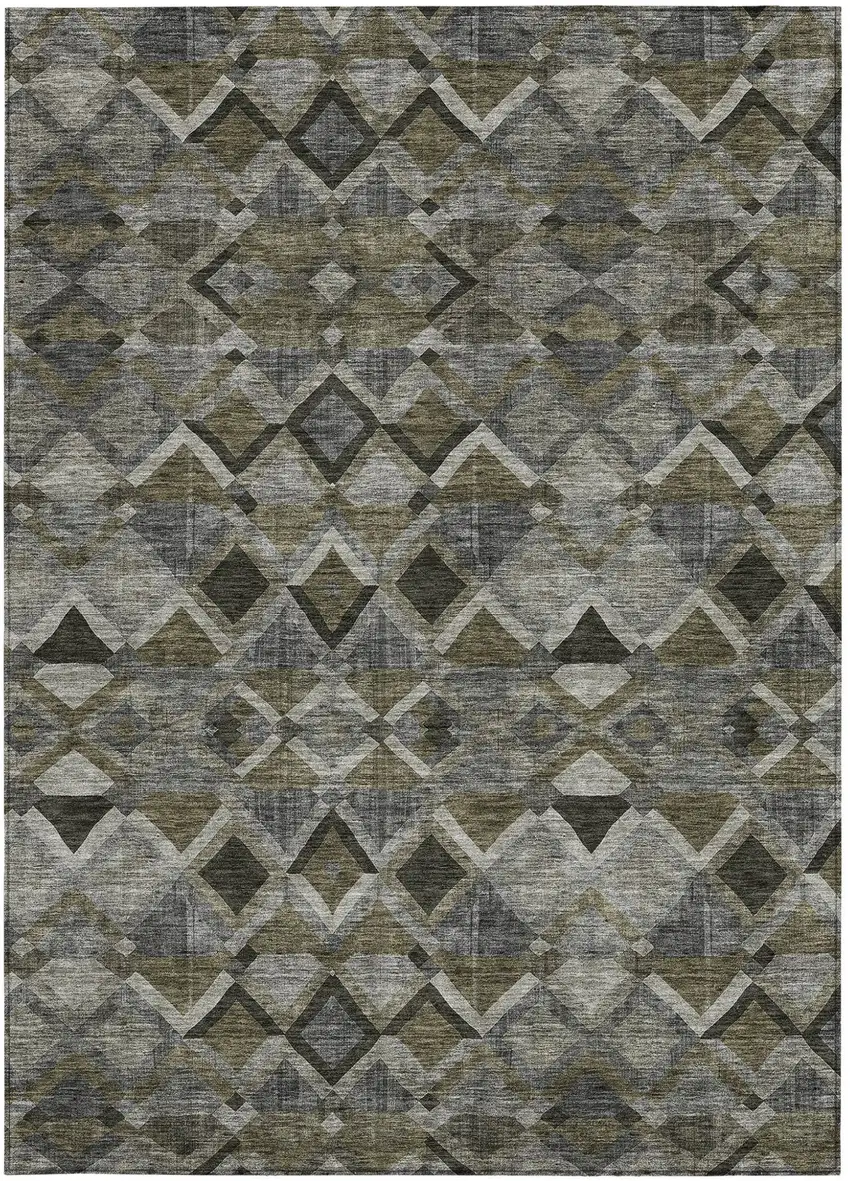 Gray And Charcoal Geometric Washable Indoor Outdoor Area Rug Photo 6
