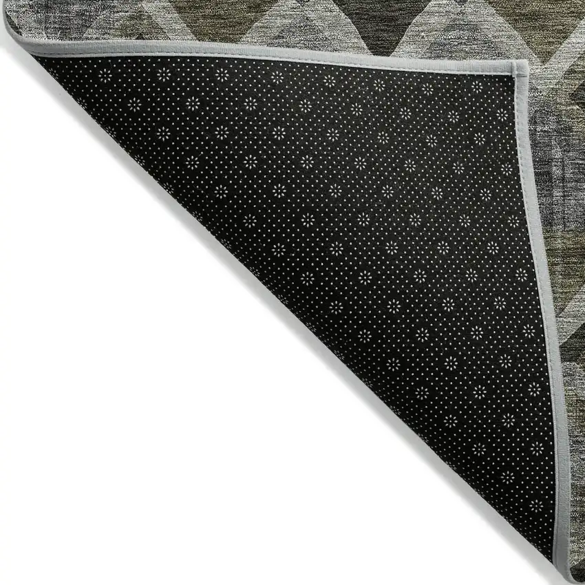 Gray And Charcoal Geometric Washable Indoor Outdoor Area Rug Photo 3