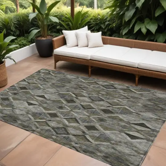 Gray And Charcoal Geometric Washable Indoor Outdoor Area Rug Photo 1