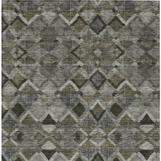 Gray And Charcoal Geometric Washable Indoor Outdoor Area Rug Photo 5