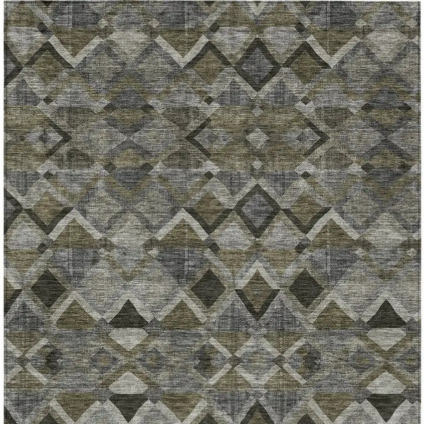 Gray And Charcoal Geometric Washable Indoor Outdoor Area Rug Photo 5