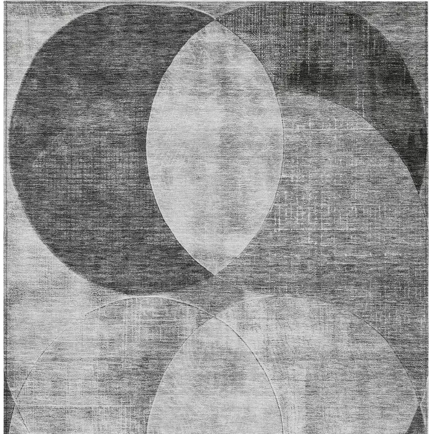 Gray And Charcoal Geometric Washable Indoor Outdoor Area Rug Photo 5